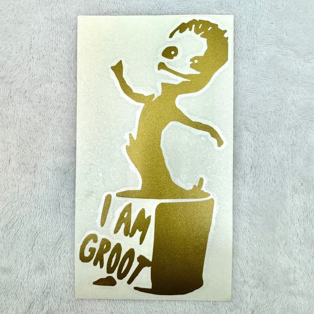 Marvel Groot 6.25" Vinyl Car Decal I Am Groot Guardians of the Galaxy Gold